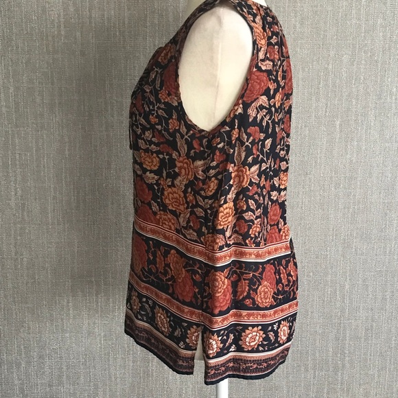 LUCKY BRAND Floral Sleeveless Tie Neck Tank Top - Picture 4 of 4